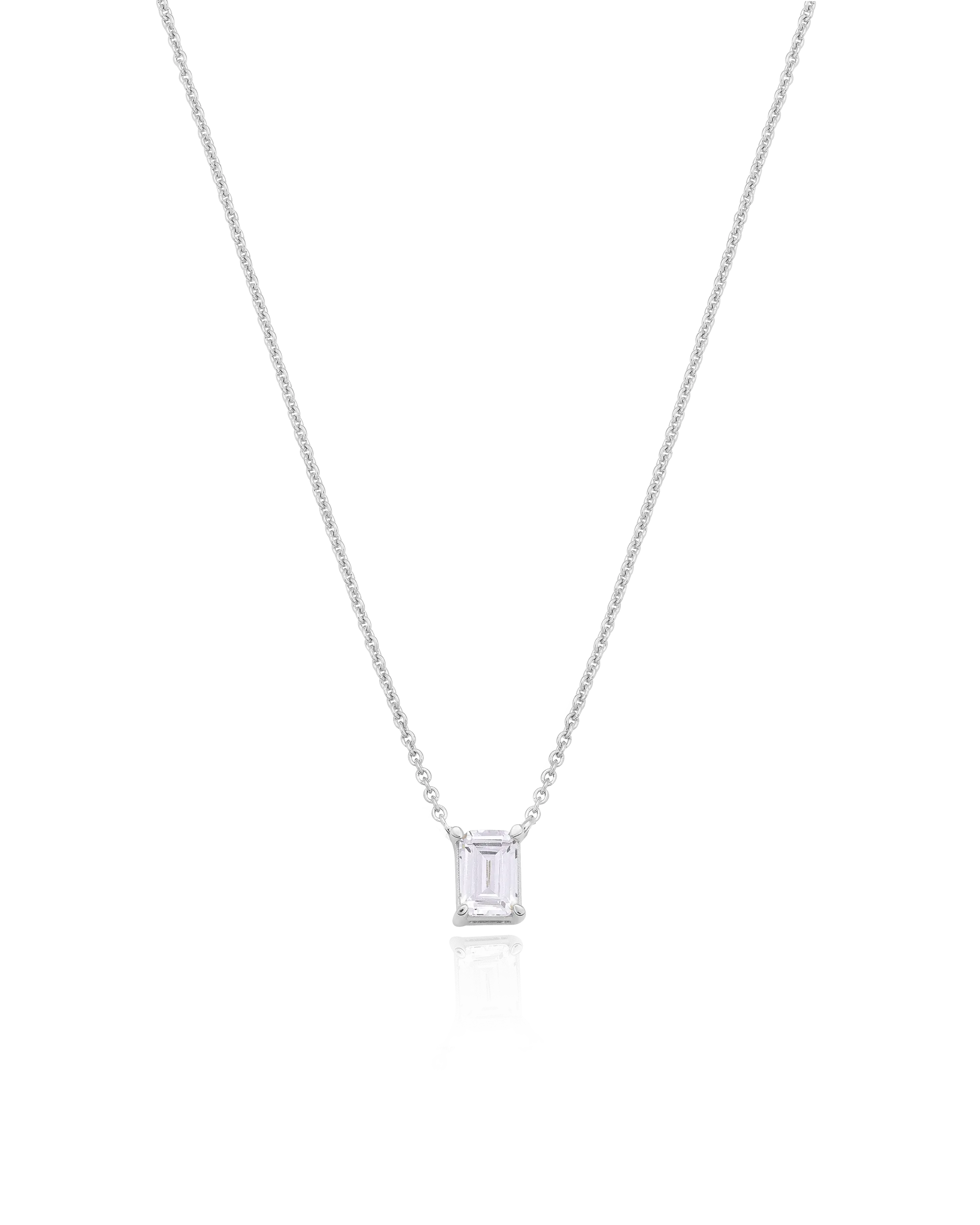 Emerald Solitaire Diamond Necklace - 18K Gold Vermeil