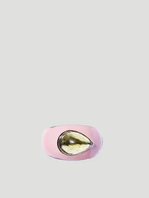 Enamel Teardrop Ring with Peridot