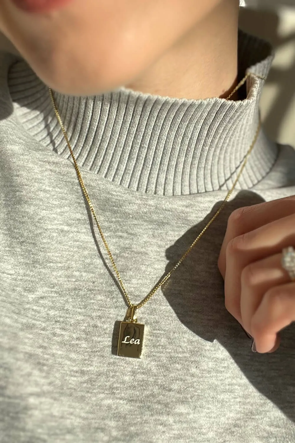 Engravable Locket Necklace 14K Gold Plated