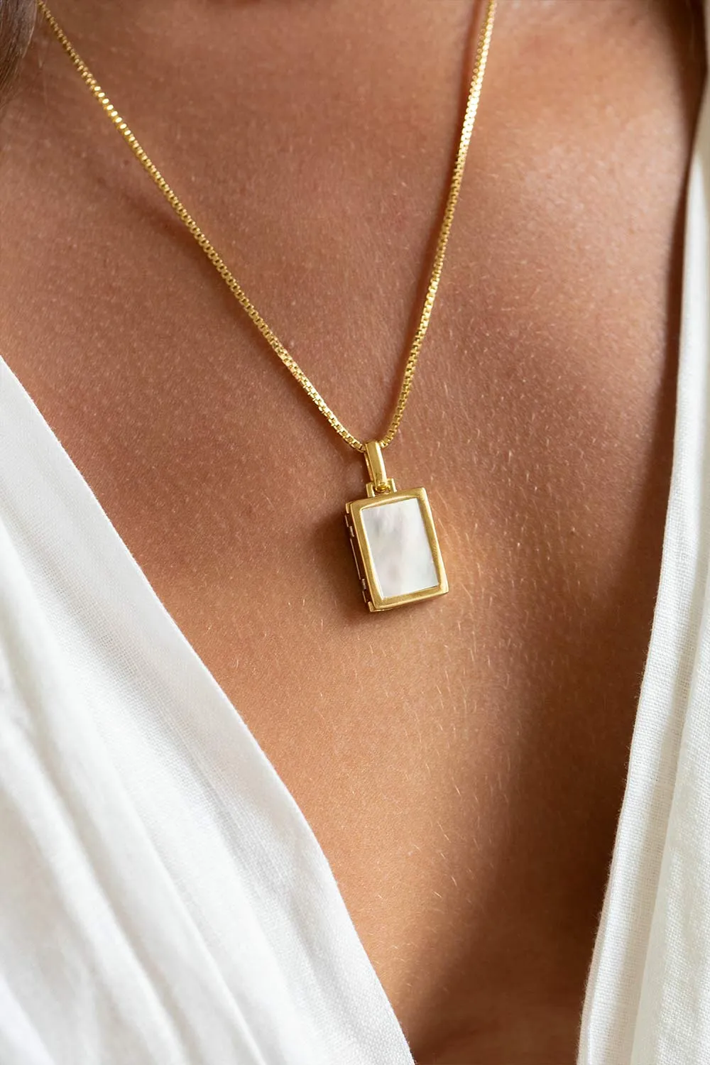 Engravable Locket Necklace 14K Gold Plated