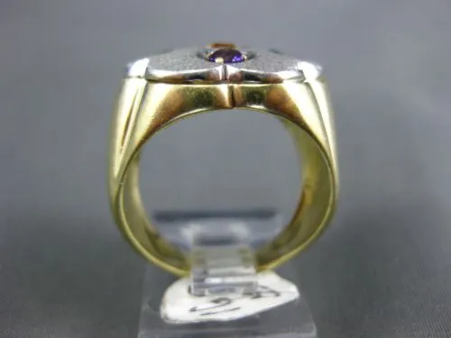 ESTATE LARGE 1CT AAA MULTI GEM 14KT WHITE AND YELLOW GOLD ETOILE FLOWER FUN RING