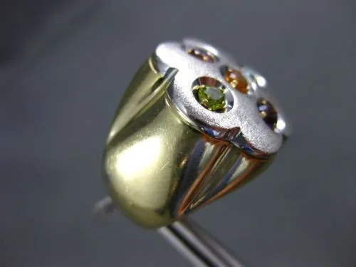 ESTATE LARGE 1CT AAA MULTI GEM 14KT WHITE AND YELLOW GOLD ETOILE FLOWER FUN RING