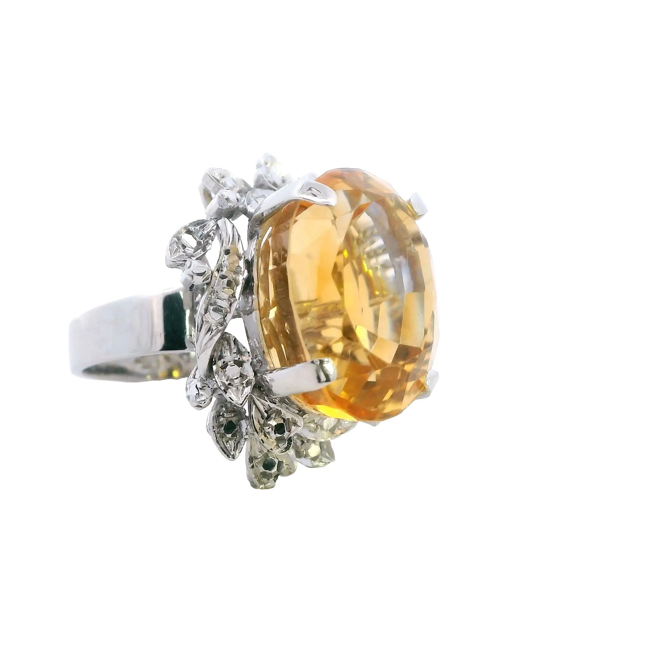 Exquisite 9ct White Gold Single Stone Citrine Ring