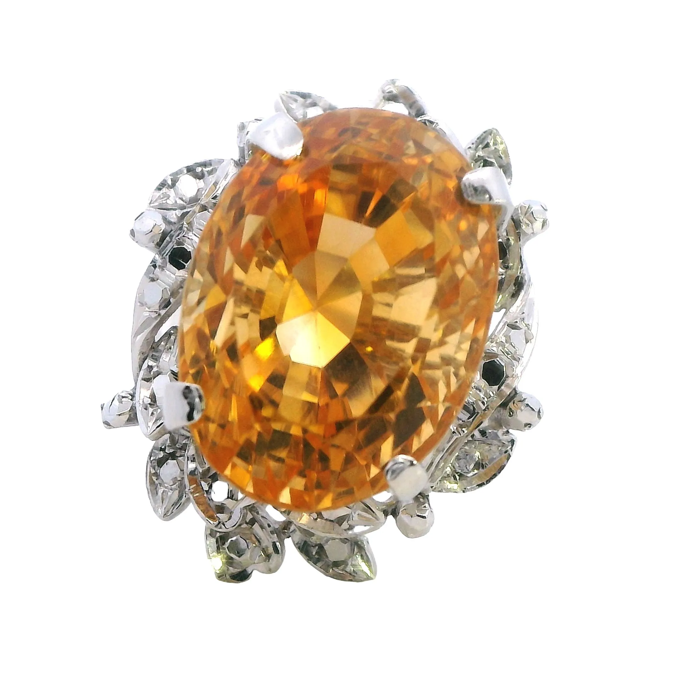 Exquisite 9ct White Gold Single Stone Citrine Ring