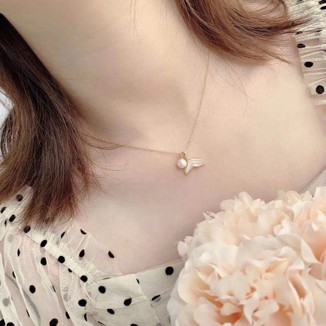 Fish tail design fashion real pearl jewelry set