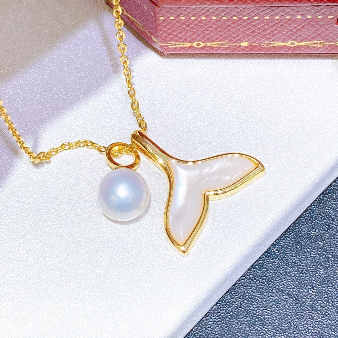 Fish tail design fashion real pearl jewelry set