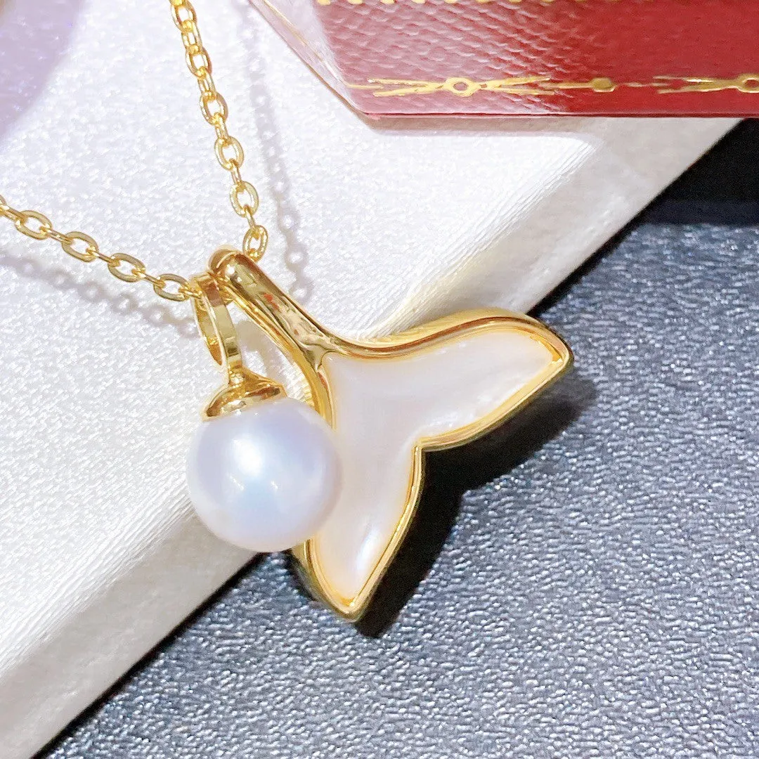 Fish tail design fashion real pearl jewelry set
