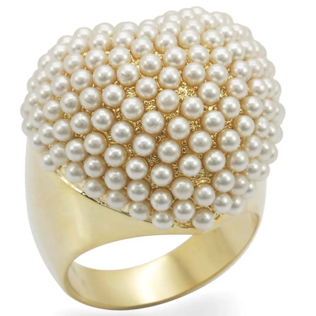 Gold Brass Ring with Synthetic in Citrine Yellow for Women Style 1W058