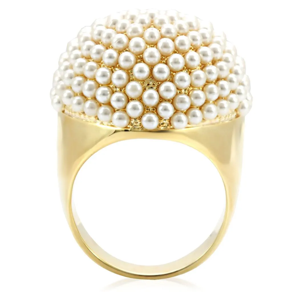 Gold Brass Ring with Synthetic in Citrine Yellow for Women Style 1W058