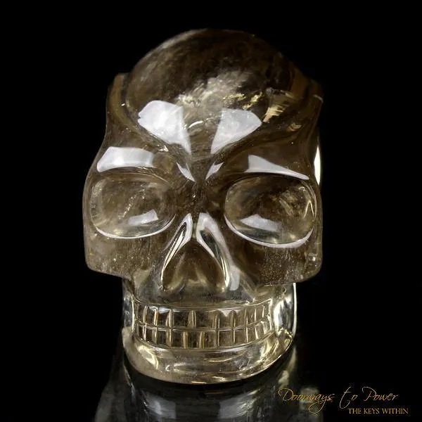 Golden Citrine Elestial Quartz Crystal Traveler Skull 'Atomic'