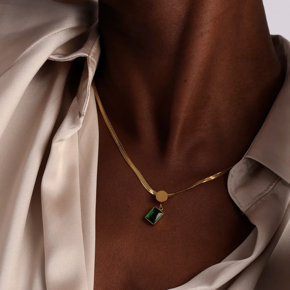 Green Emerald Snake Chain Necklace