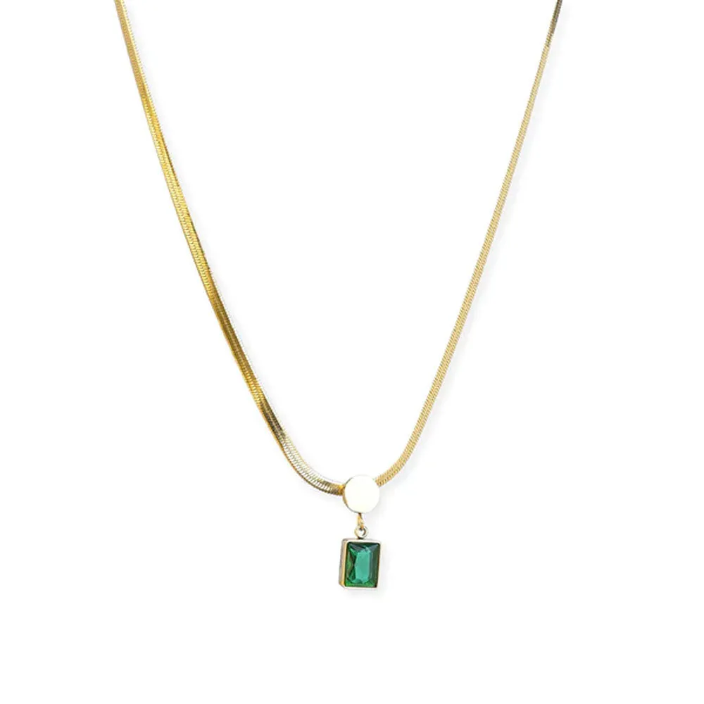Green Emerald Snake Chain Necklace