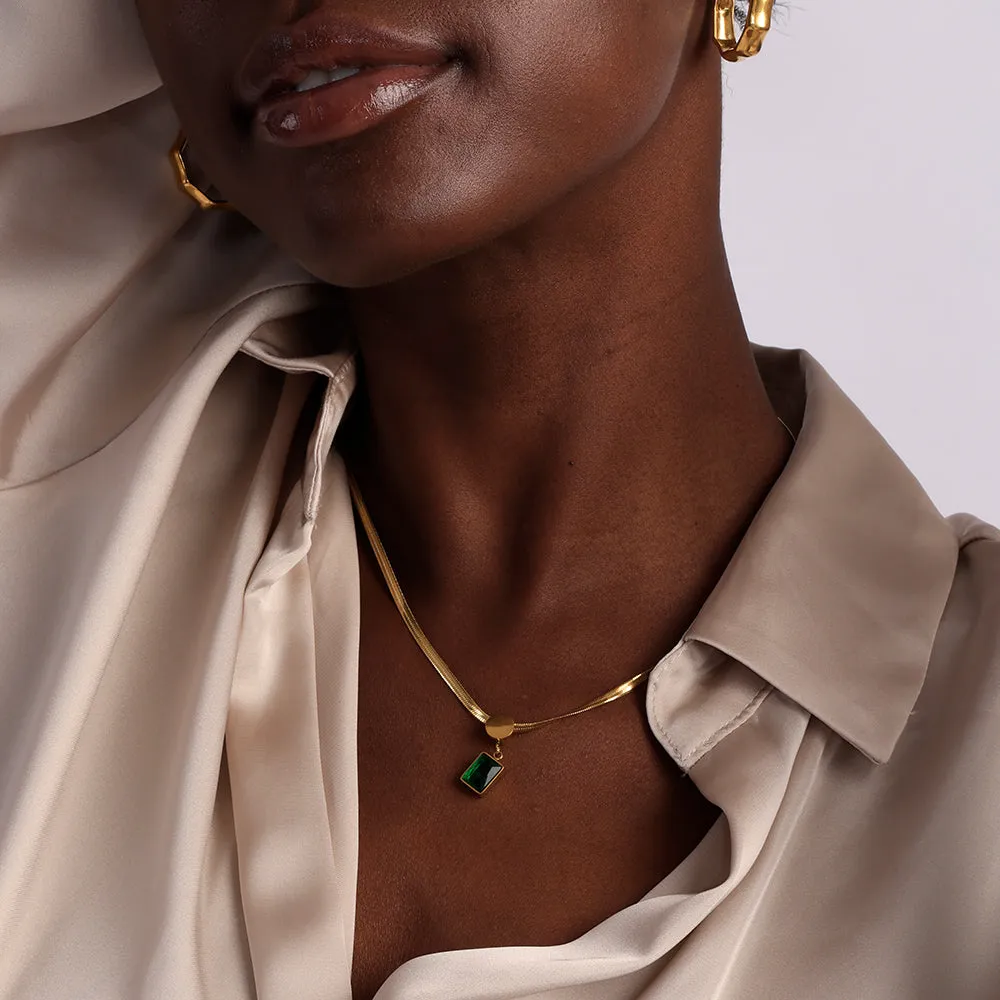 Green Emerald Snake Chain Necklace