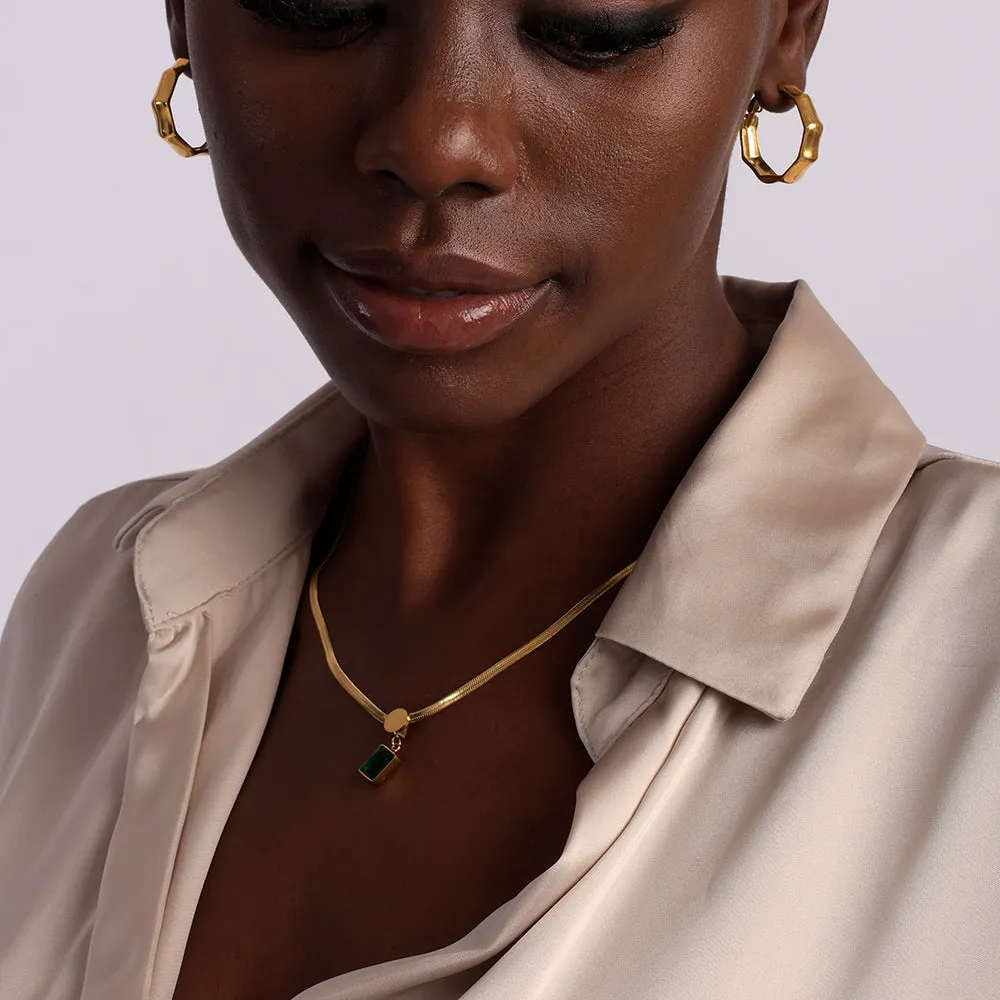 Green Emerald Snake Chain Necklace