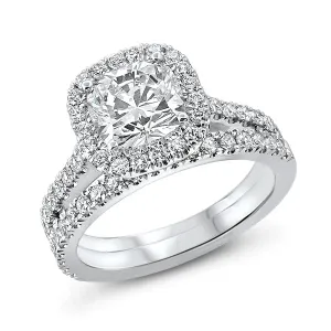 Halo Diamond Ring with Split Shank