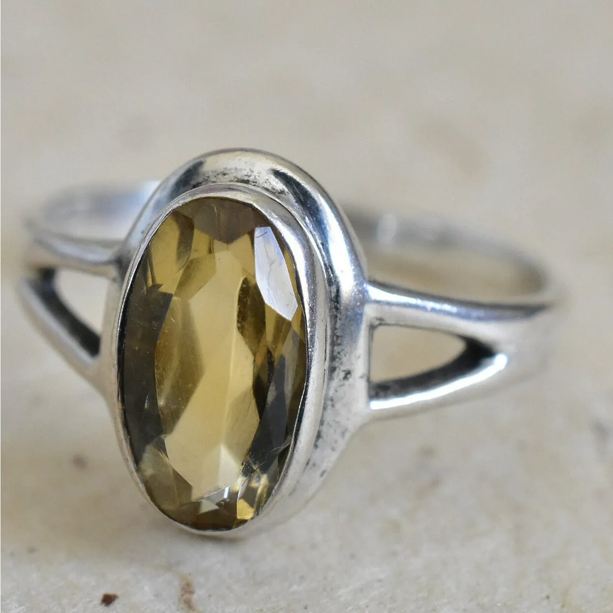 Harmonious Faceted Citrine  Ring