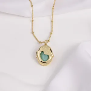 Healing Amazonite Gold Locket Necklace