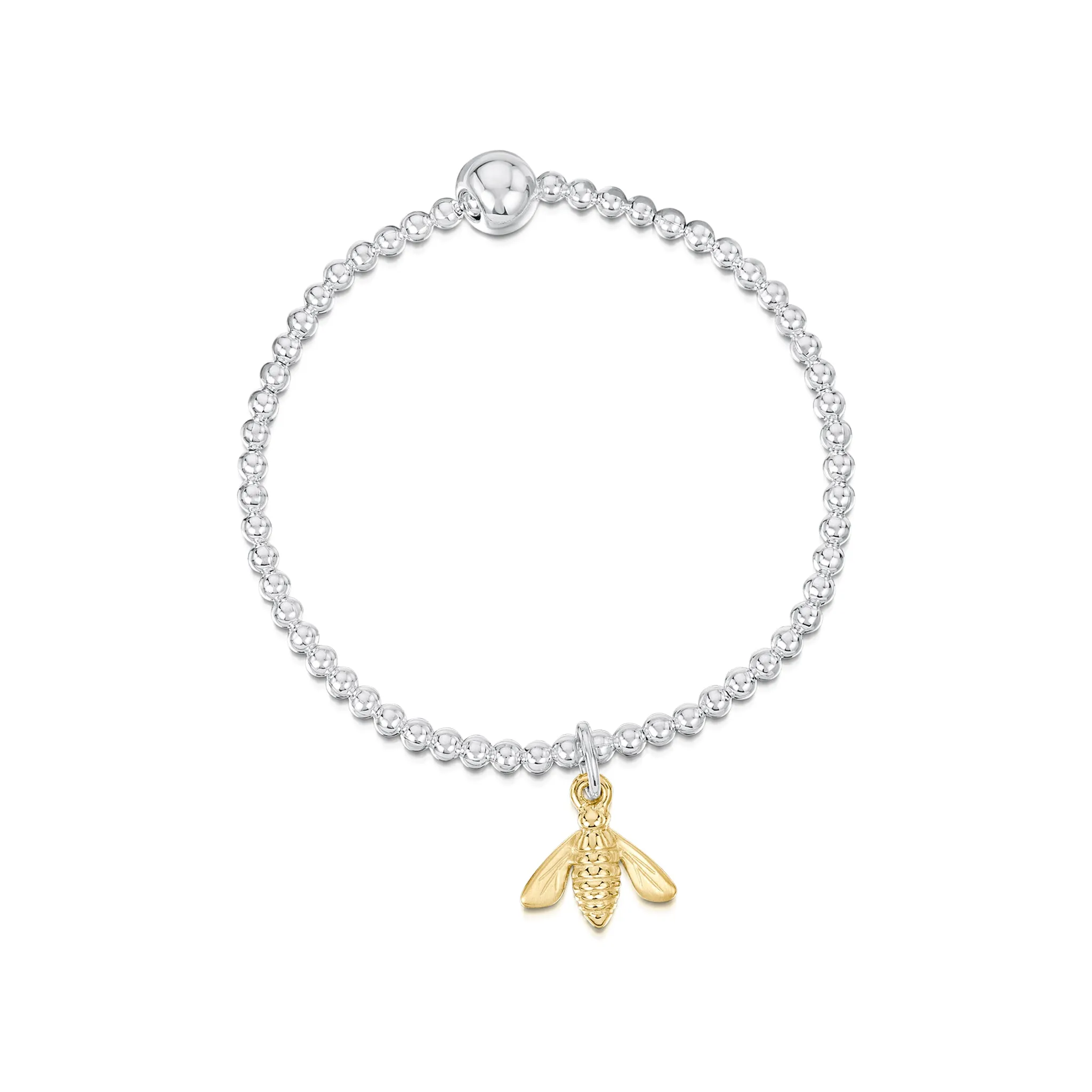 Honeybee Silver Stretch Bracelet with 9ct Yellow Gold Bee