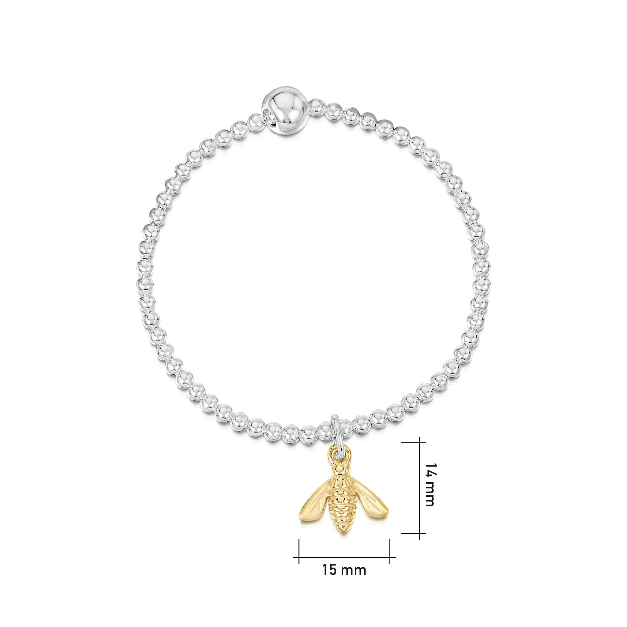 Honeybee Silver Stretch Bracelet with 9ct Yellow Gold Bee