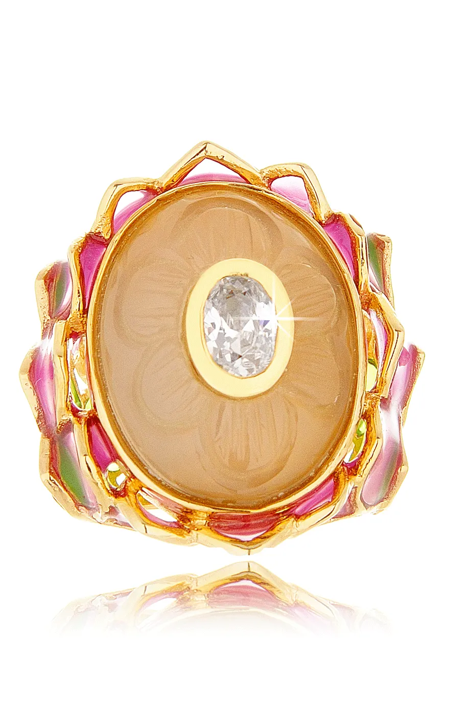 ISHARYA LOTUS White Chalcedony Ring