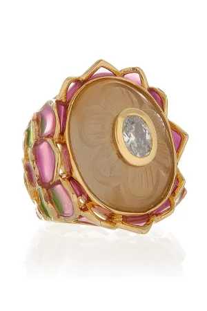 ISHARYA LOTUS White Chalcedony Ring