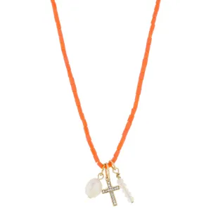 Jane Marie - Coral Beaded Necklace with Pendants