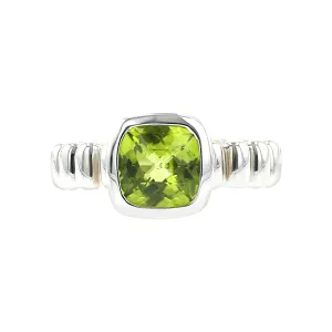 John Hardy Sterling Silver Cushion Peridot Ring