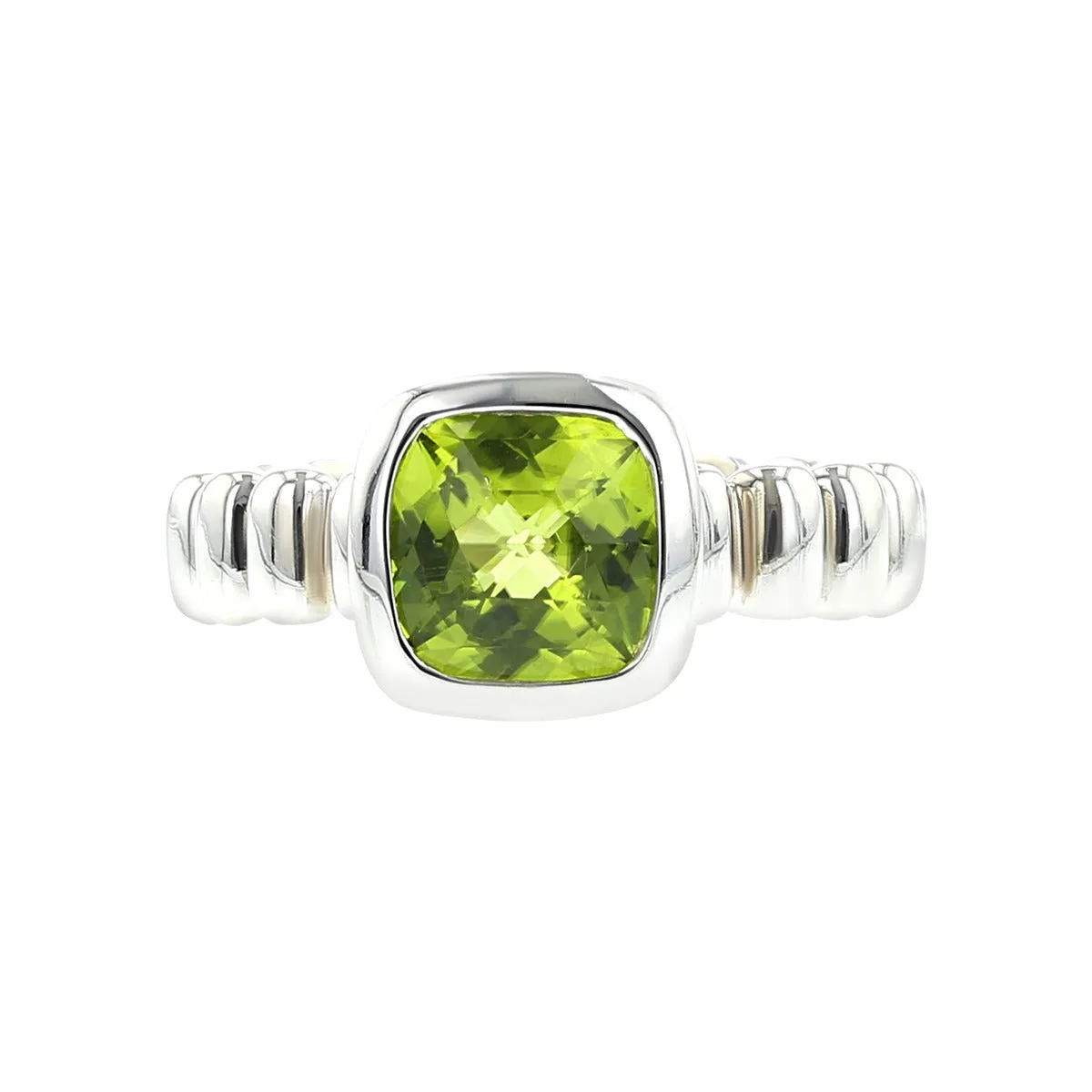 John Hardy Sterling Silver Cushion Peridot Ring