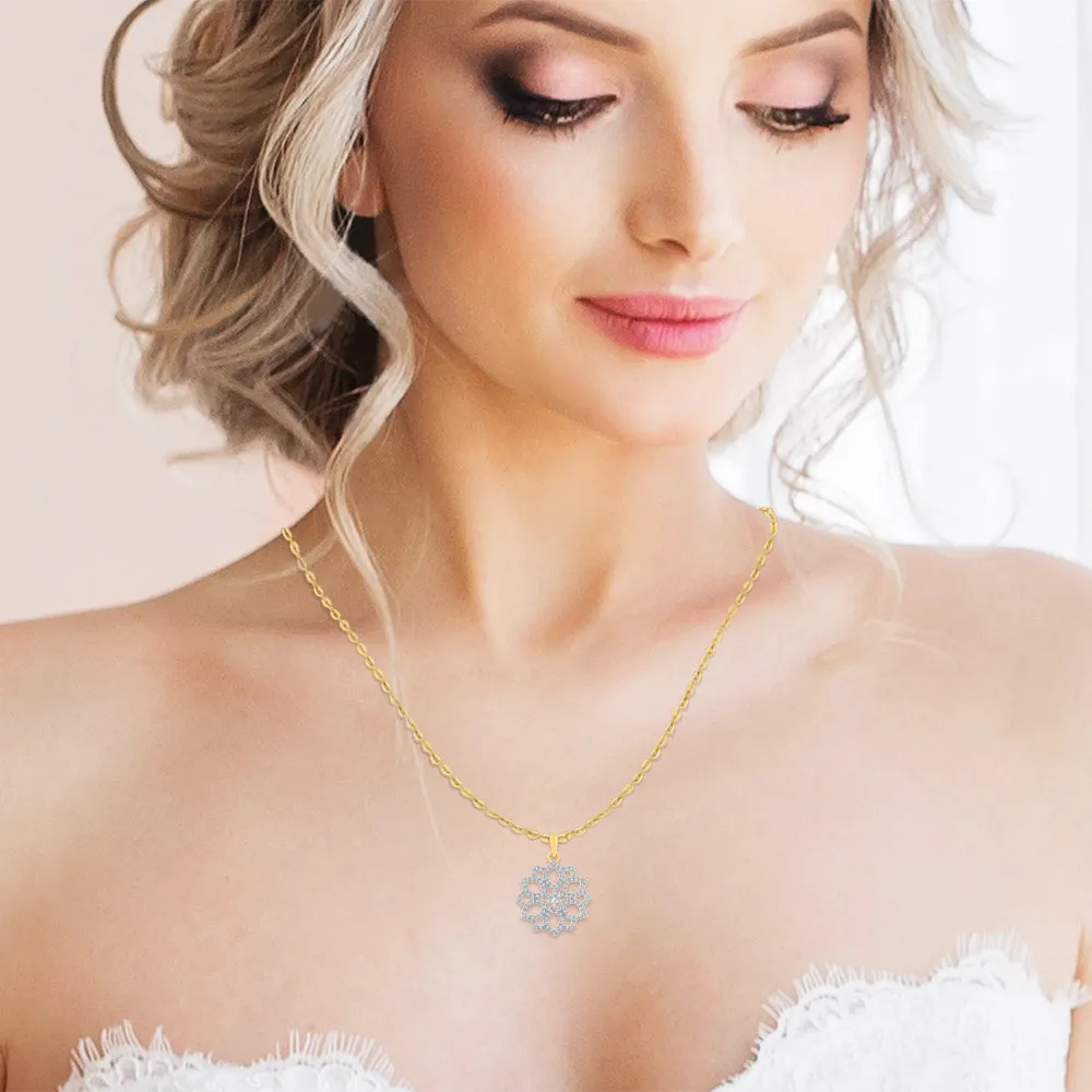 KATARINA Diamond Flower Cluster Pendant Necklace (1/2 cttw)