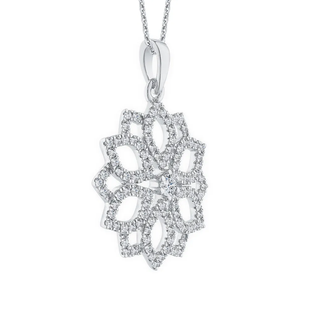 KATARINA Diamond Flower Cluster Pendant Necklace (1/2 cttw)