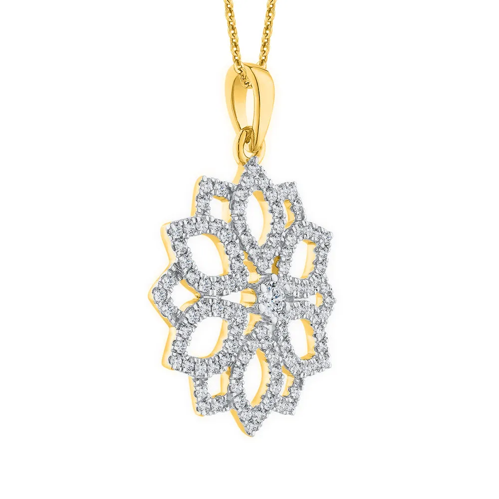KATARINA Diamond Flower Cluster Pendant Necklace (1/2 cttw)