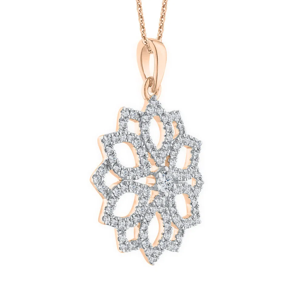 KATARINA Diamond Flower Cluster Pendant Necklace (1/2 cttw)