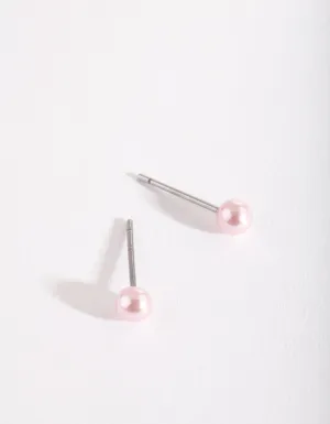 Kids Pink Pearl Earrings