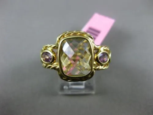 LARGE 6.50CT AMETHYST, PERIDOT & CITRINE 14KT YELLOW GOLD HANDCRAFTED ROPE RING