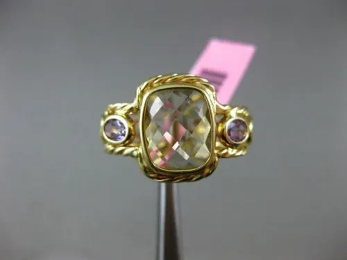 LARGE 6.50CT AMETHYST, PERIDOT & CITRINE 14KT YELLOW GOLD HANDCRAFTED ROPE RING