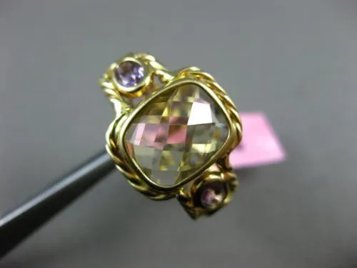 LARGE 6.50CT AMETHYST, PERIDOT & CITRINE 14KT YELLOW GOLD HANDCRAFTED ROPE RING