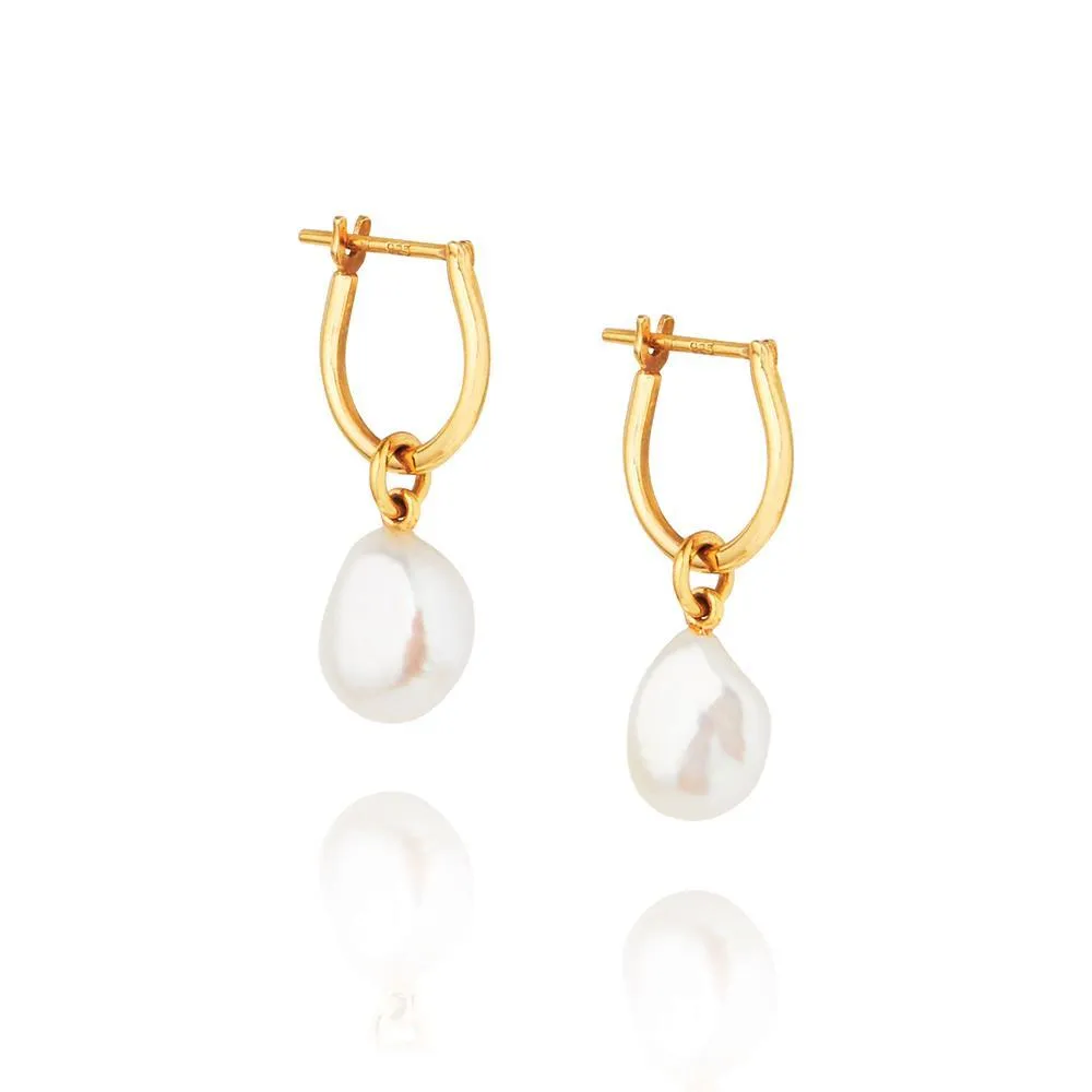 Linda Tahija Baroque Pearl Basic Hoop Earrings Gold