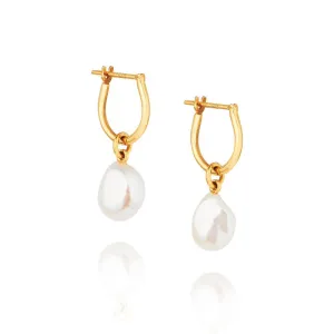 Linda Tahija Baroque Pearl Basic Hoop Earrings Gold
