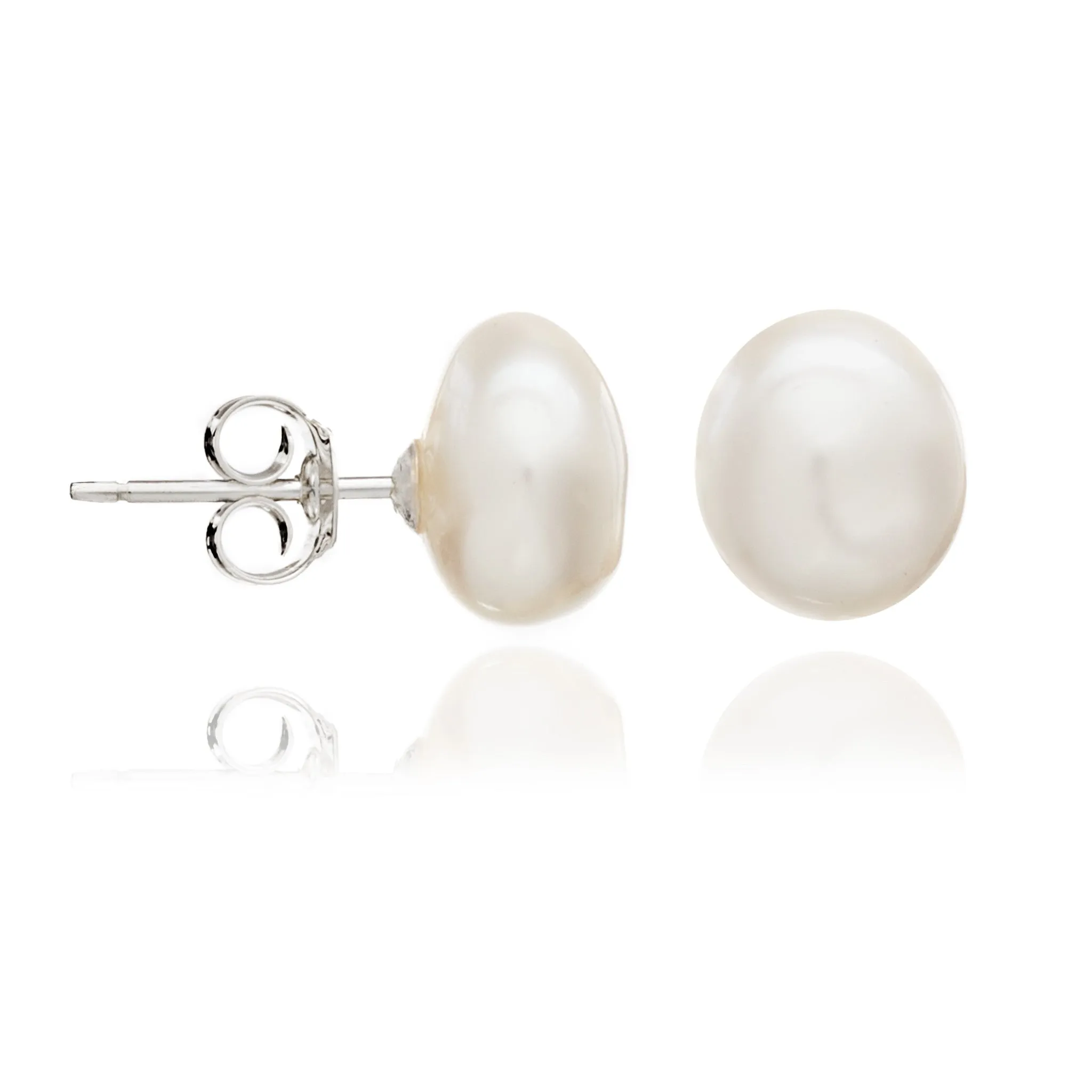 Margarita white irregular cultured freshwater pearl stud earrings