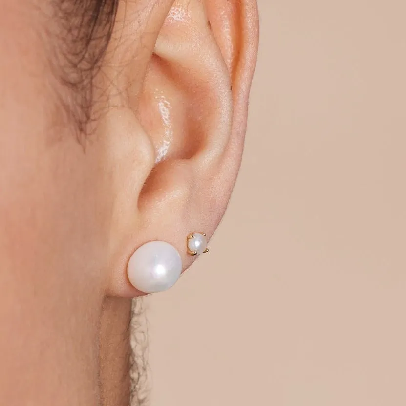 Margarita white irregular cultured freshwater pearl stud earrings