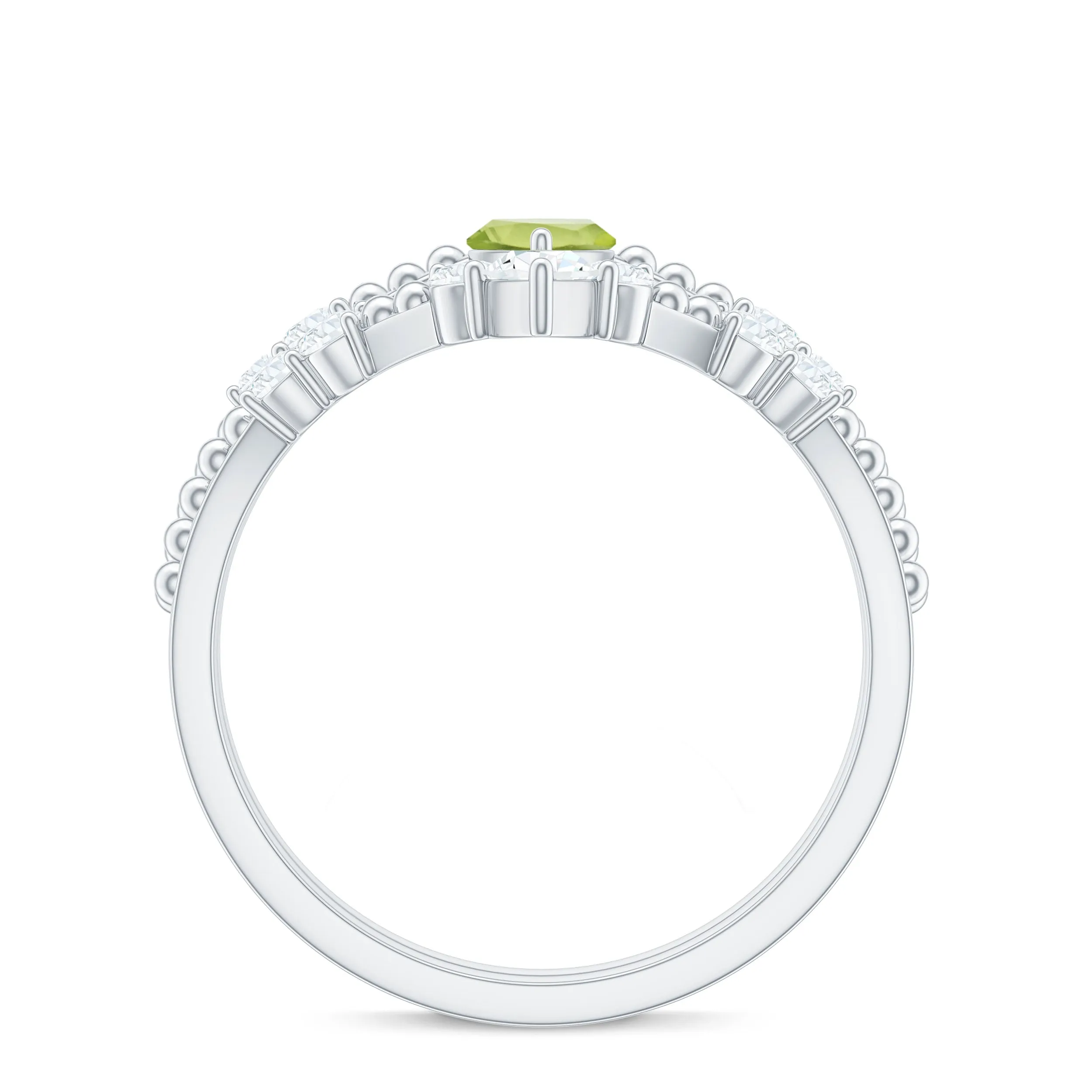Marquise Shape Peridot Solitaire Ring Set with Moissanite