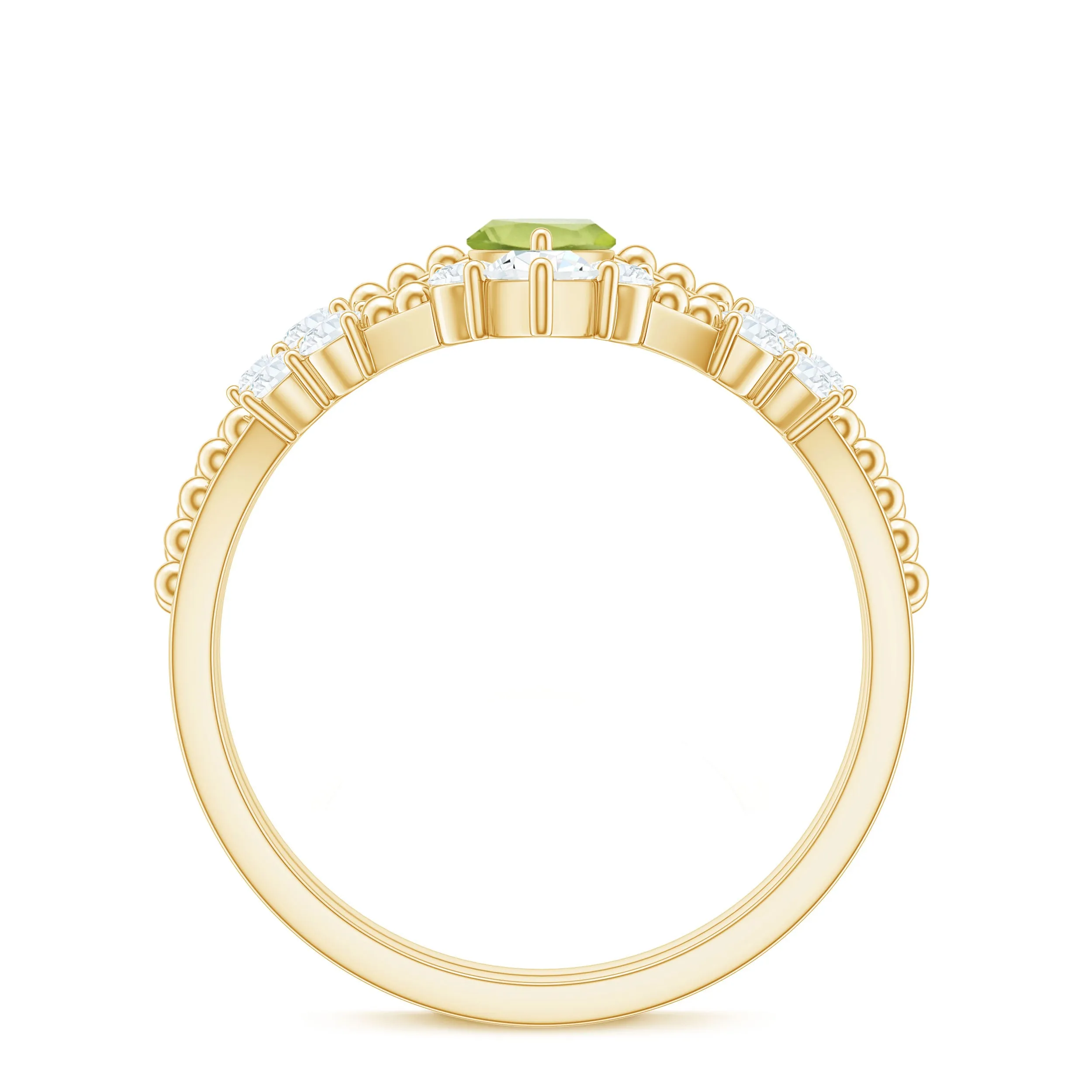 Marquise Shape Peridot Solitaire Ring Set with Moissanite
