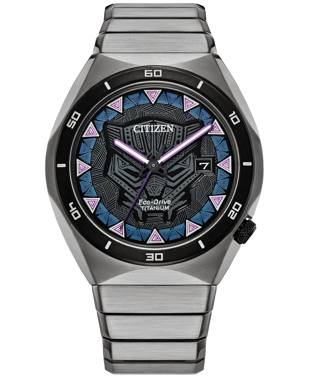 Men's Eco-Drive Marvel Black Panther Super Titanium Bracelet Watch 41mm Citizen