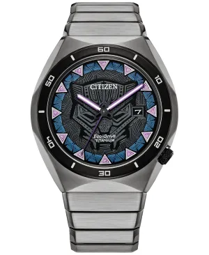 Men's Eco-Drive Marvel Black Panther Super Titanium Bracelet Watch 41mm Citizen