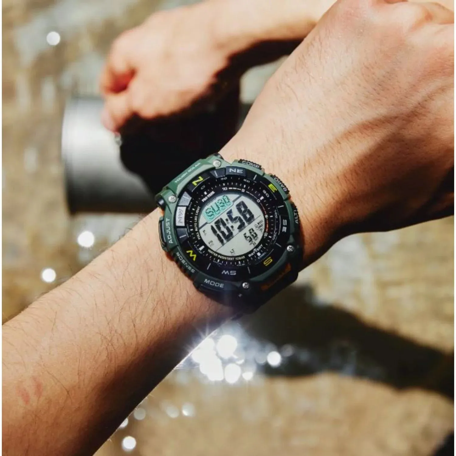 Men's Pro Trek Biomass Tough Solar Atomic Titanium Bracelet Triple Sensor Watch - PRG340 Casio , silver