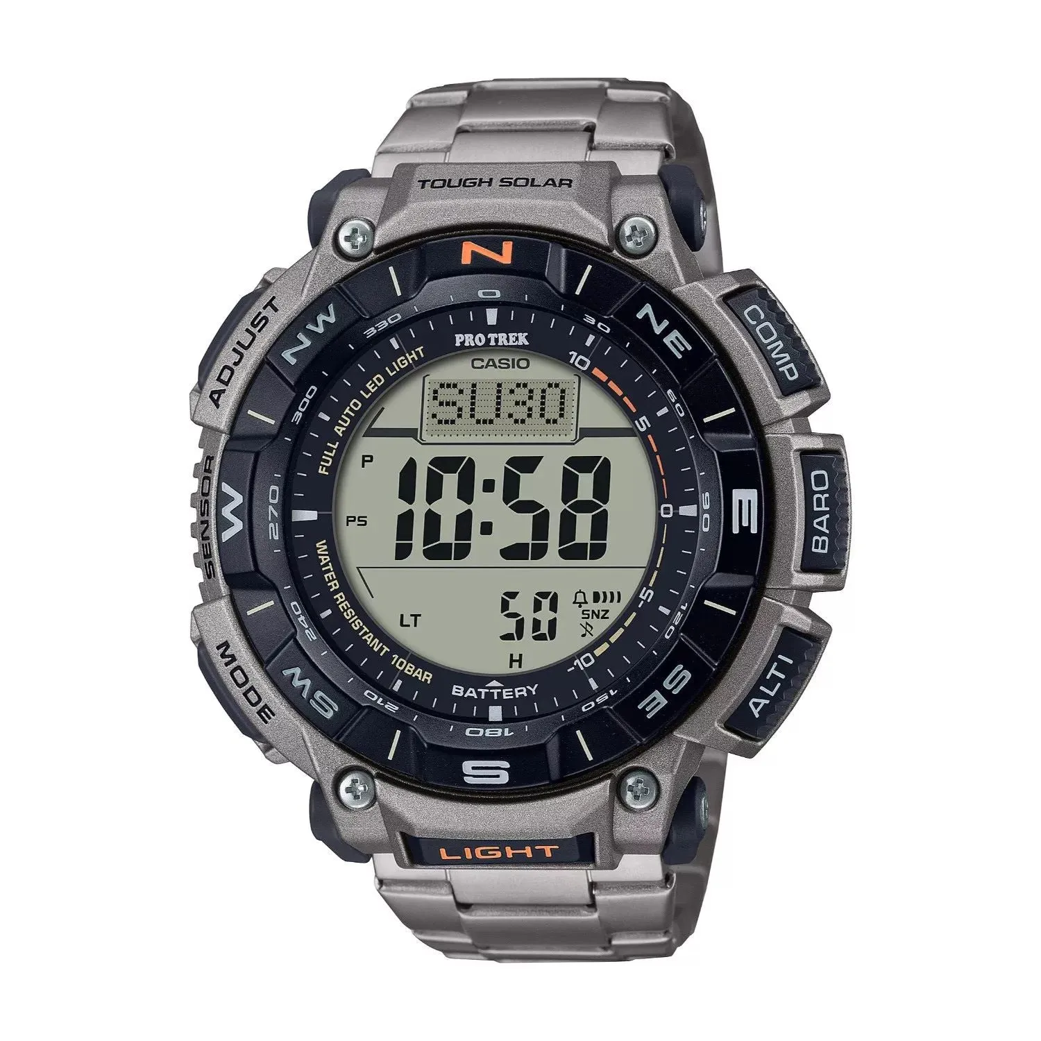 Men's Pro Trek Biomass Tough Solar Atomic Titanium Bracelet Triple Sensor Watch - PRG340 Casio , silver