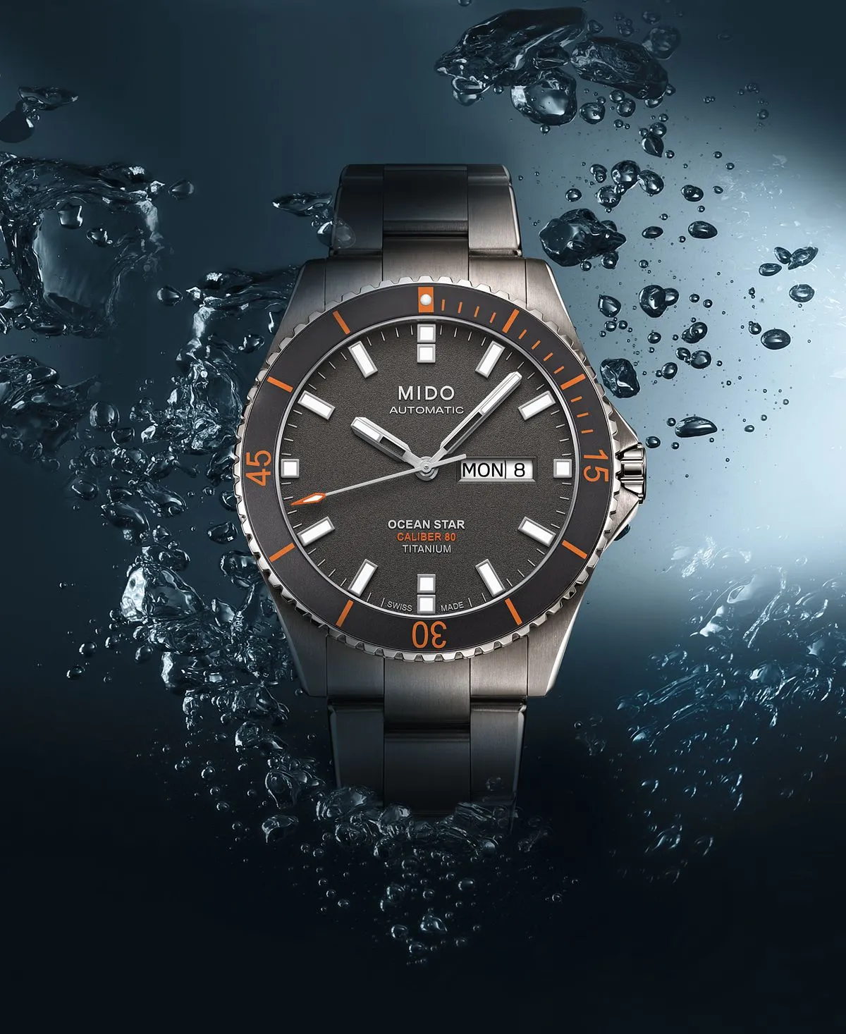 Men's Swiss automatic watch Ocean Star Captain V with titanium bracelet, 42 5mm Mido