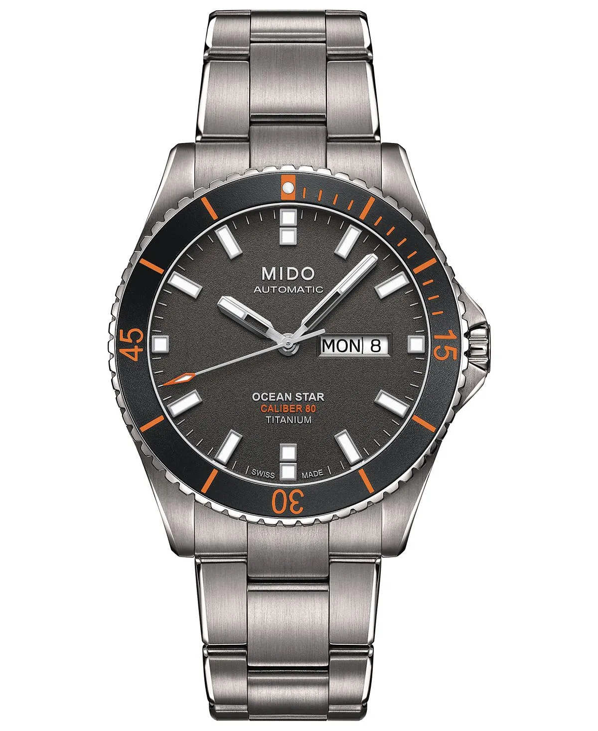 Men's Swiss automatic watch Ocean Star Captain V with titanium bracelet, 42 5mm Mido