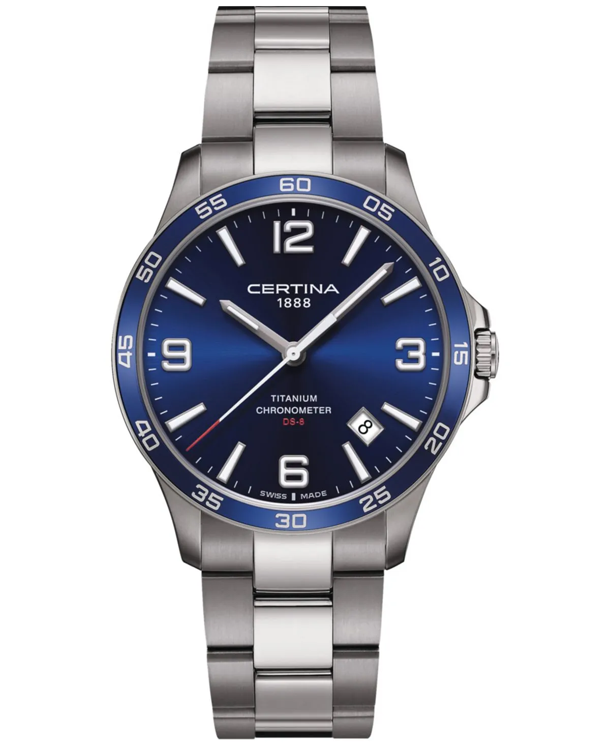 Men's Swiss watch DS-8 with titanium bracelet 42 mm Certina