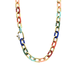 Milano Coloured Link Chain Necklace - Gold - 34005MC/45